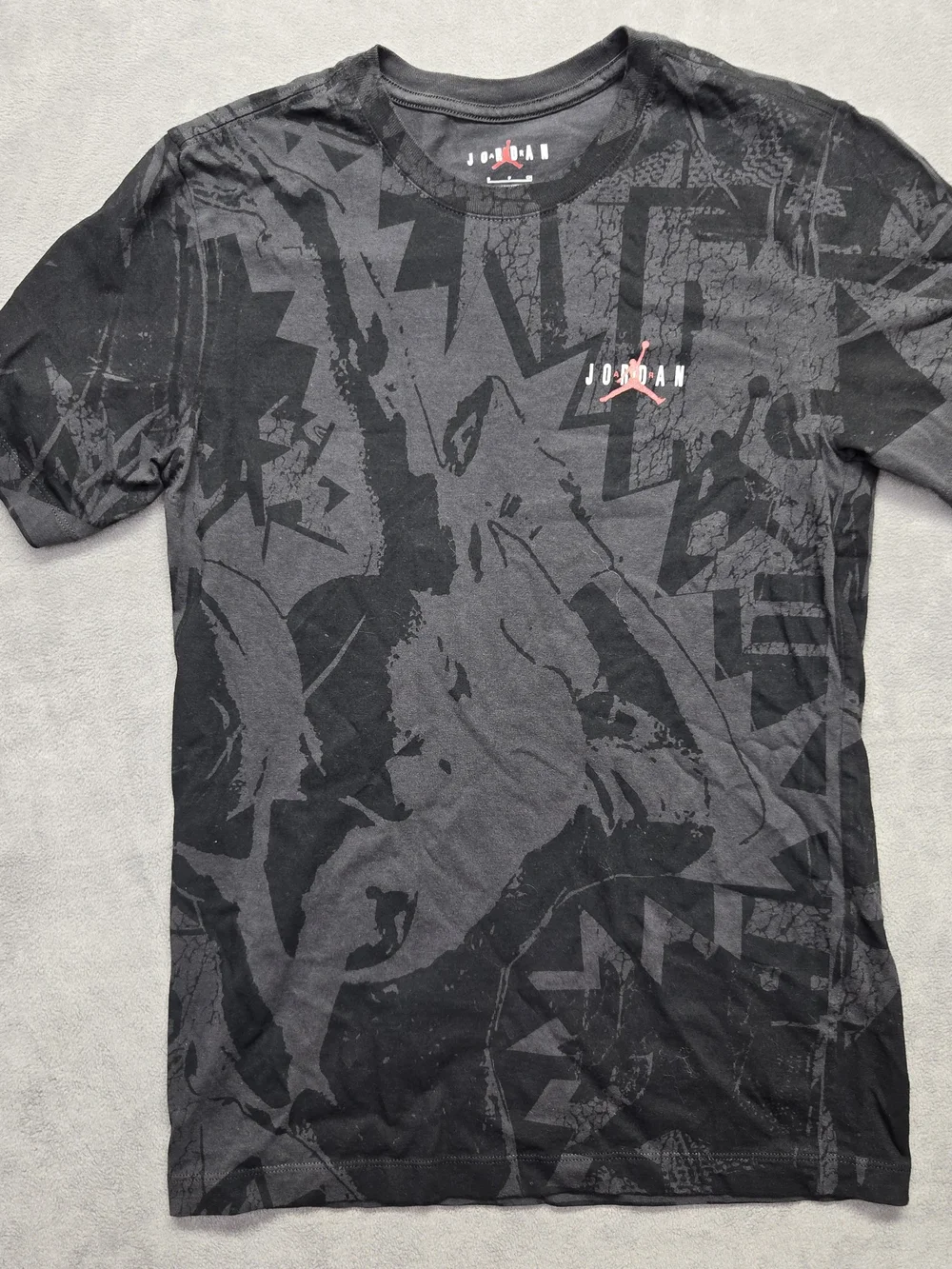 Jordan Black Graphic Short Sleeve Tee with Subtle Red Jumpman